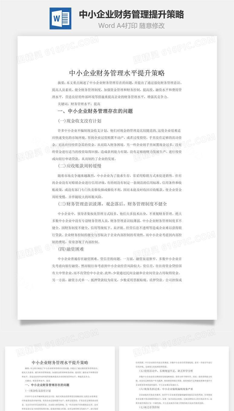 中小企业财务管理水平提升策略word文档
