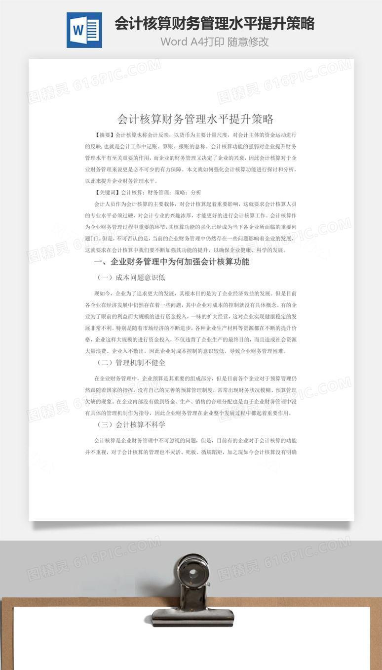 会计核算财务管理水平提升策略word文档