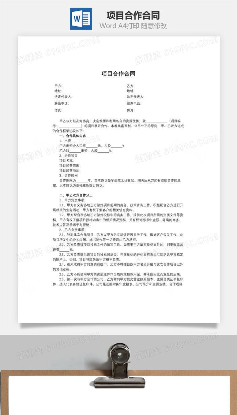 项目合作合同