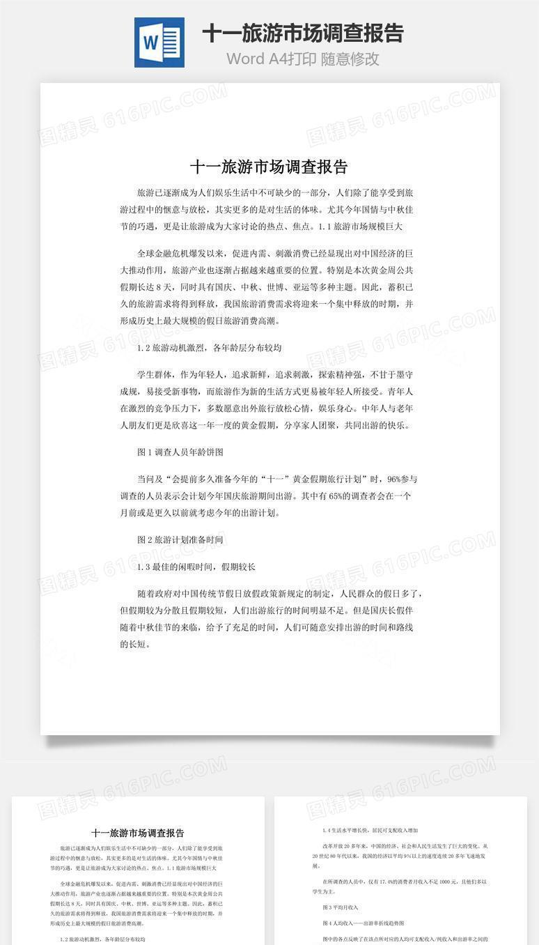 十一旅游市场调查报告word文档