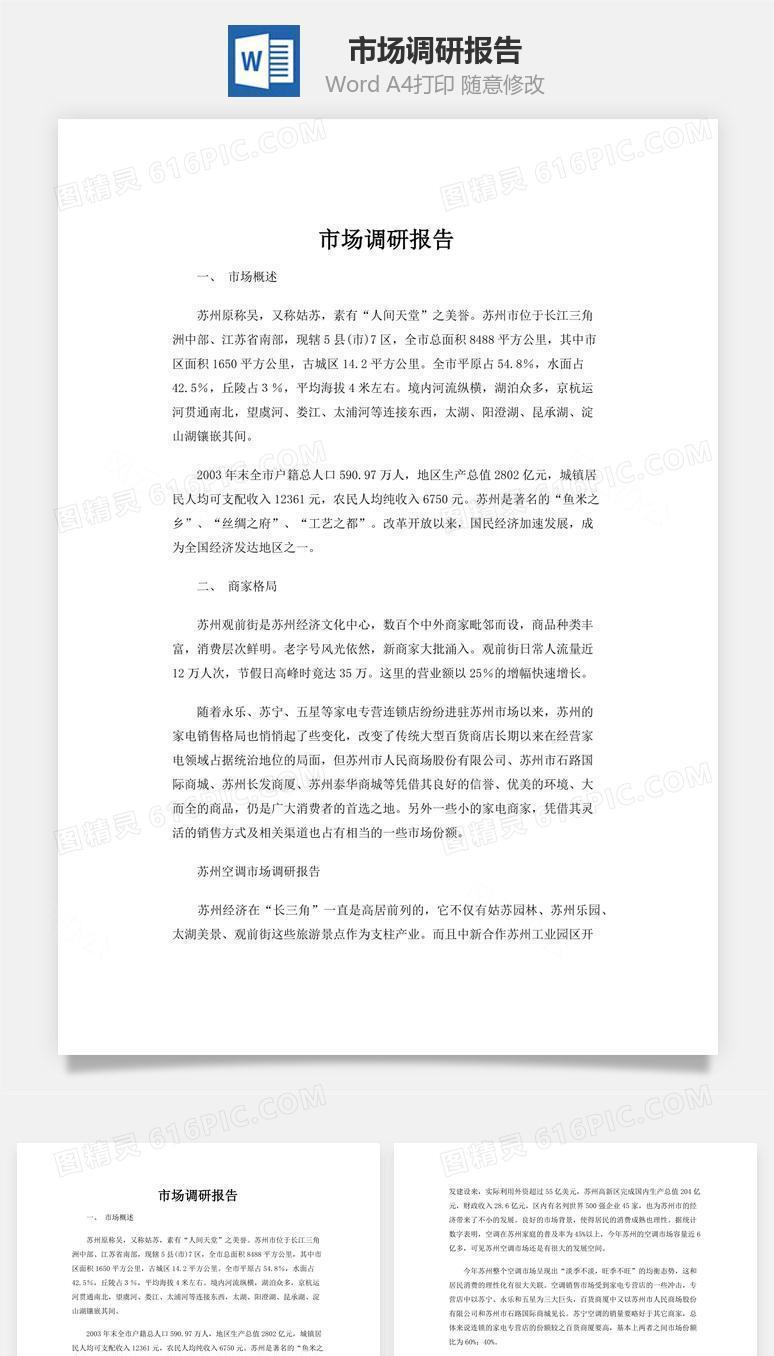 市场调研报告word文档