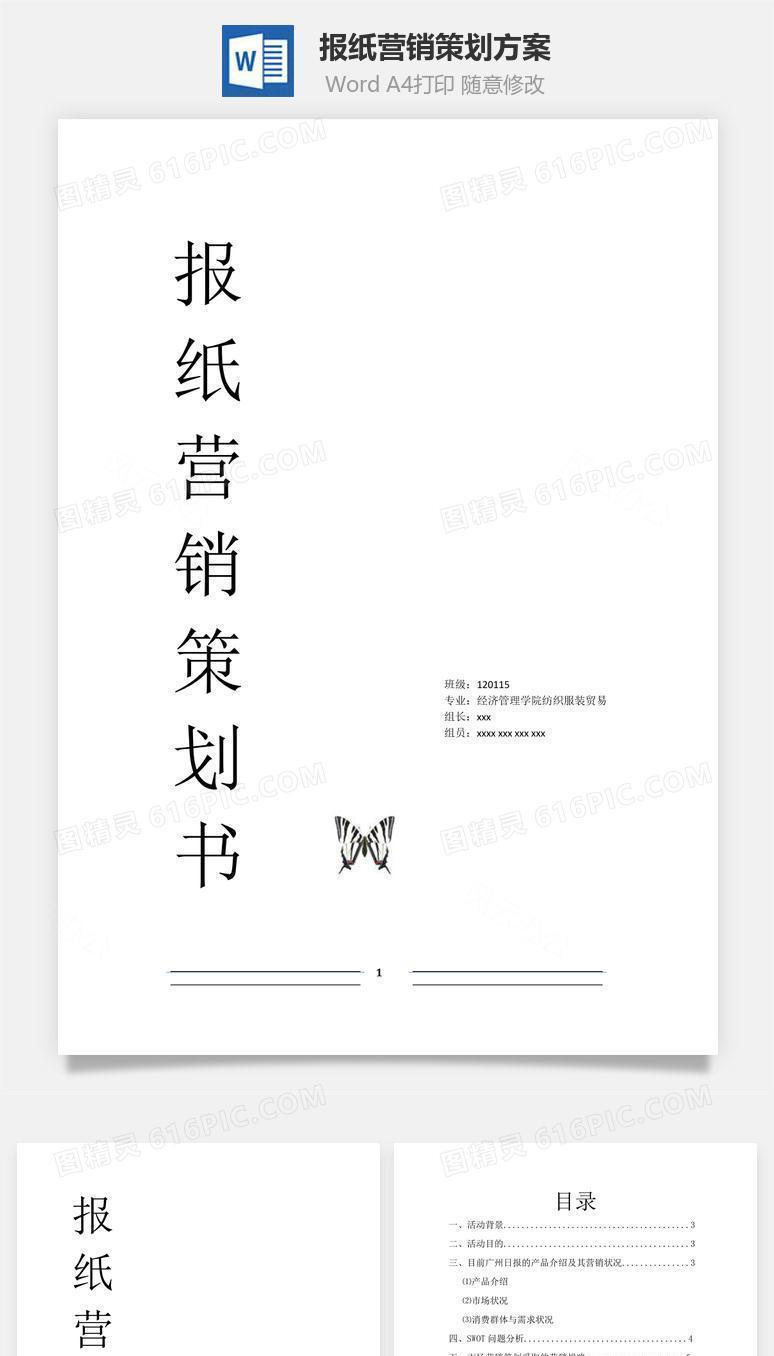 报纸营销策划方案word文档