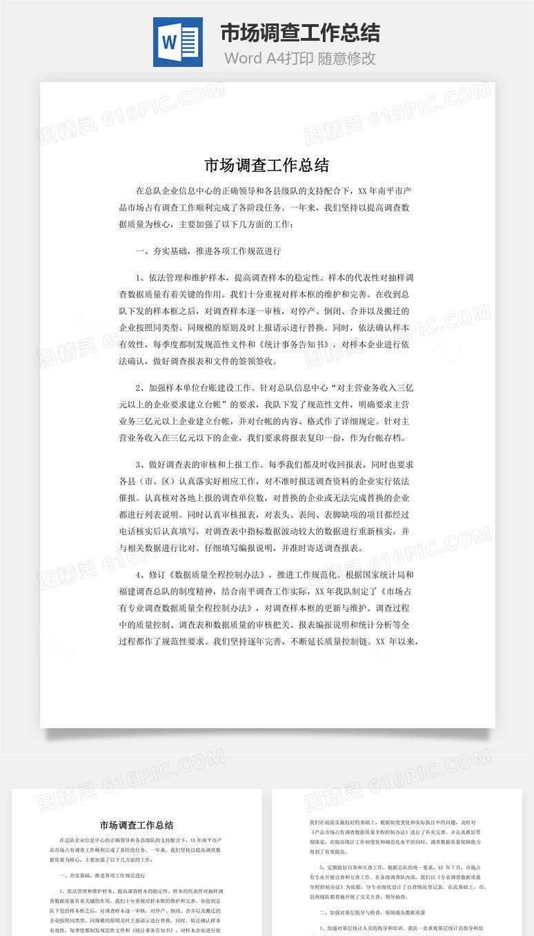 市场调查工作总结word文档