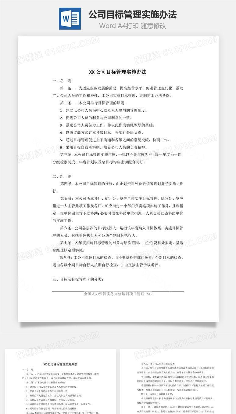 公司目标管理实施办法word文档