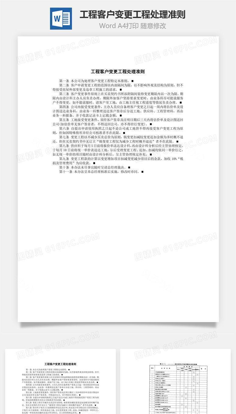 工程客户变更工程处理准则word文档