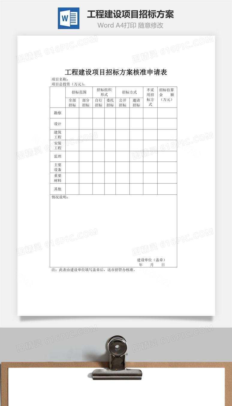 工程建设项目招标方案word文档