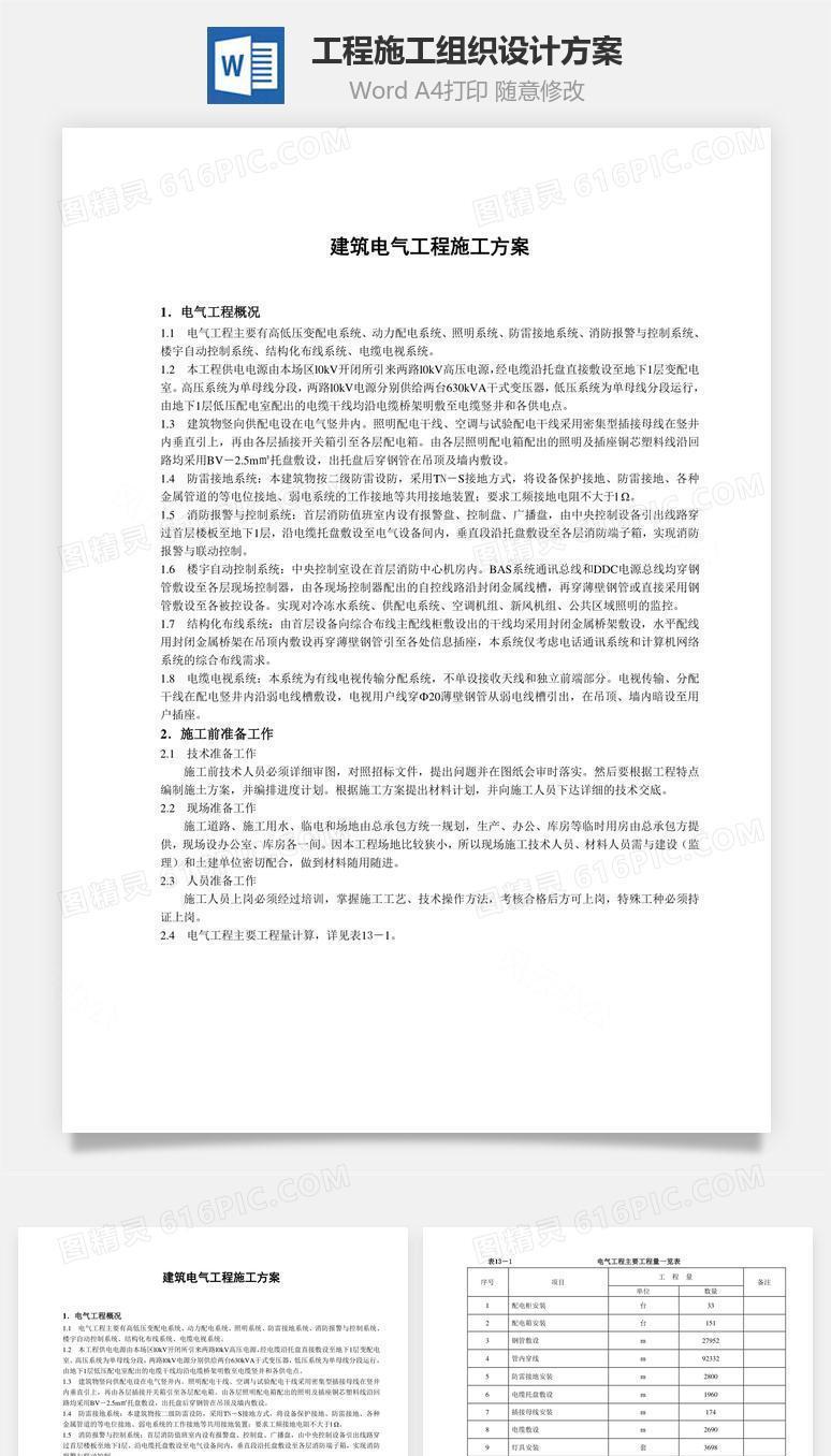 工程施工组织设计方案word文档