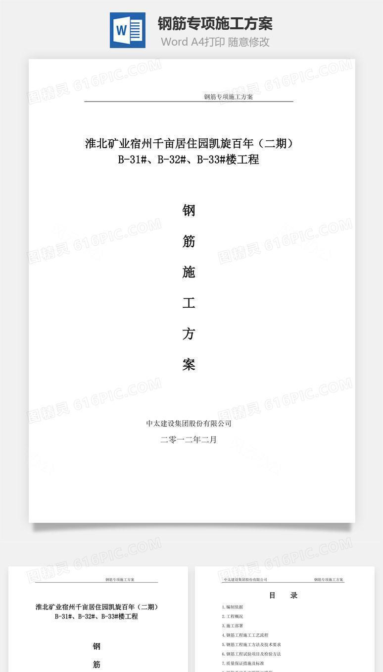 钢筋专项施工方案word文档