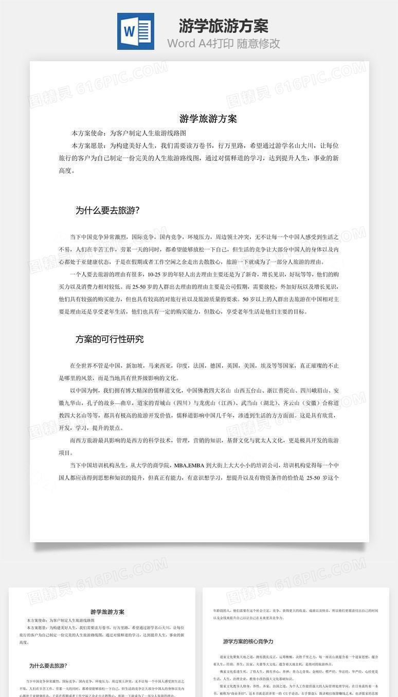 游学旅游方案word文档