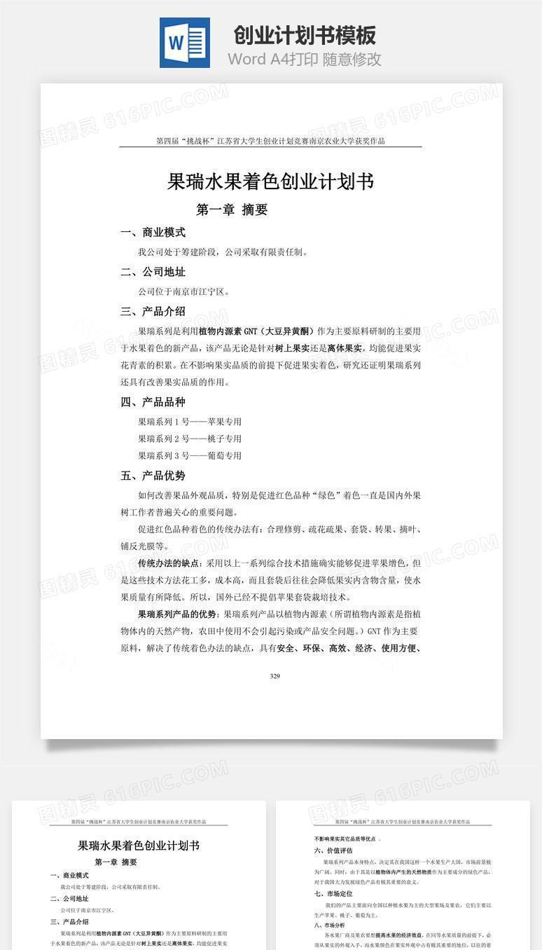 创业计划书word文档