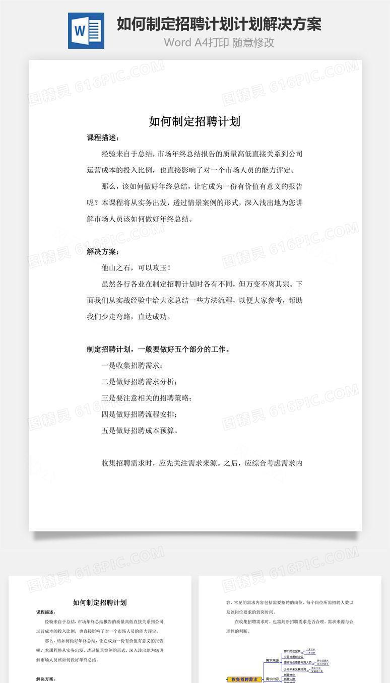 如何制定招聘计划计划解决方案word文档