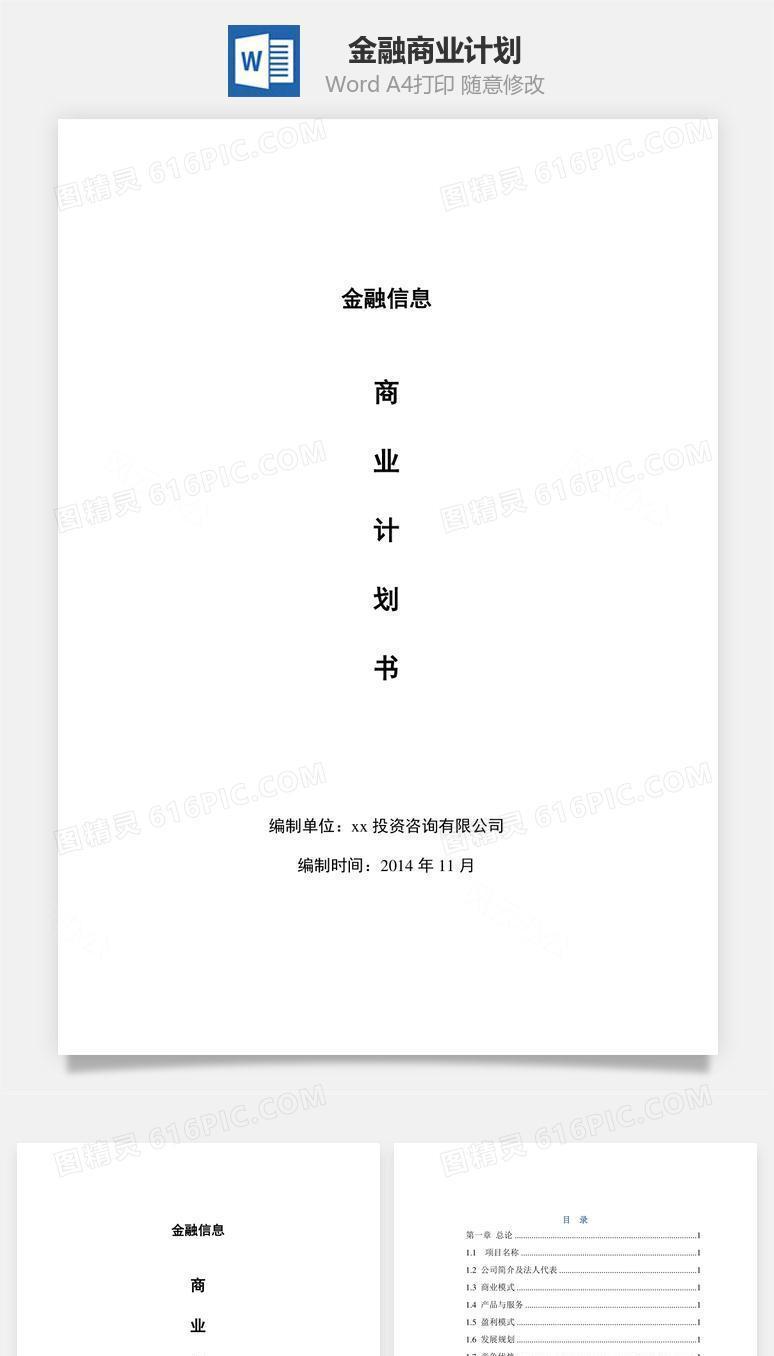 金融商业计划word文档