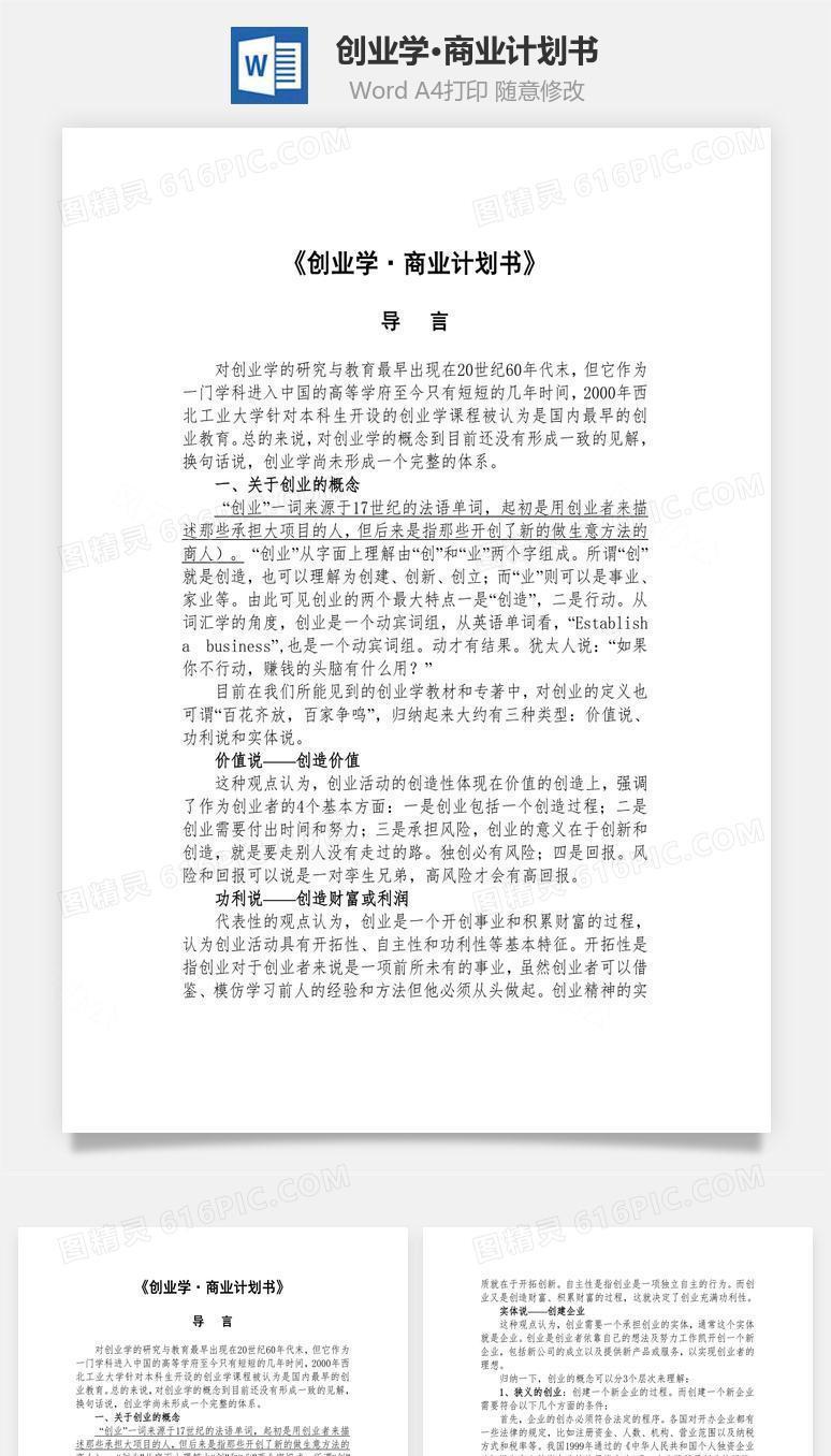 创业学•商业计划书word文档