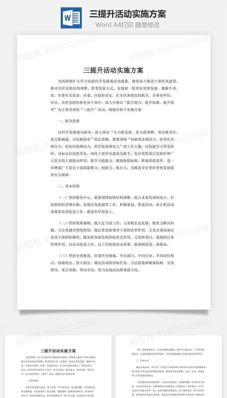 三提升活动实施方案word文档