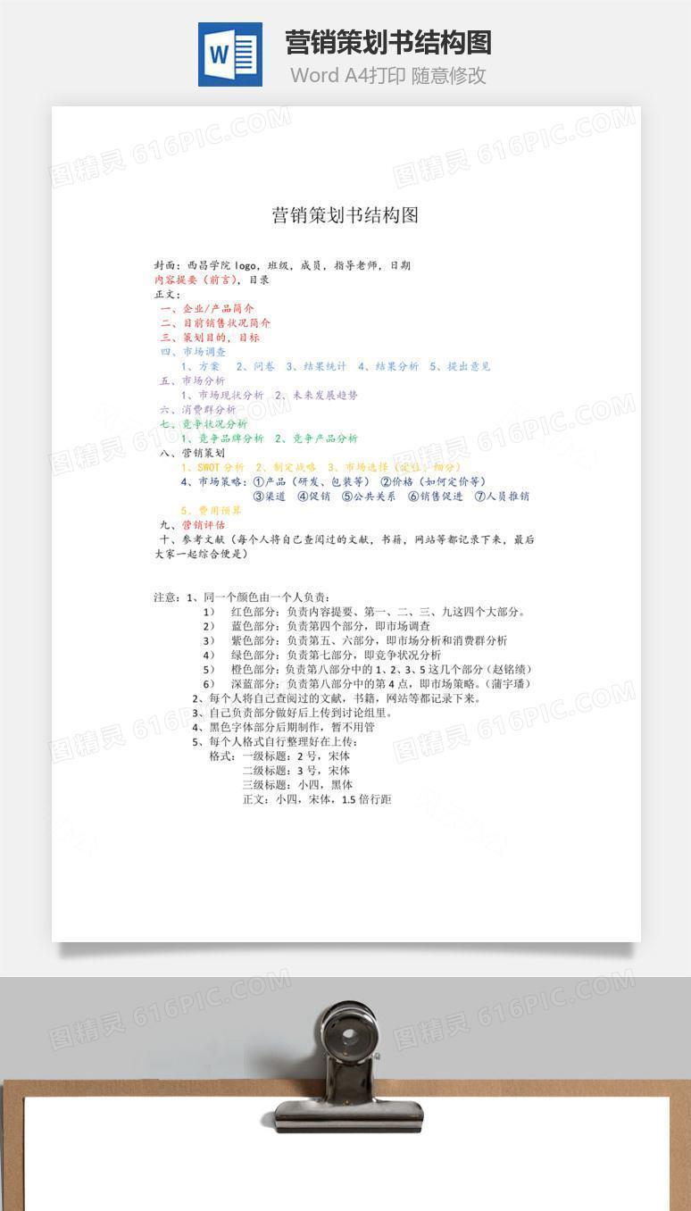 营销策划书结构图word文档