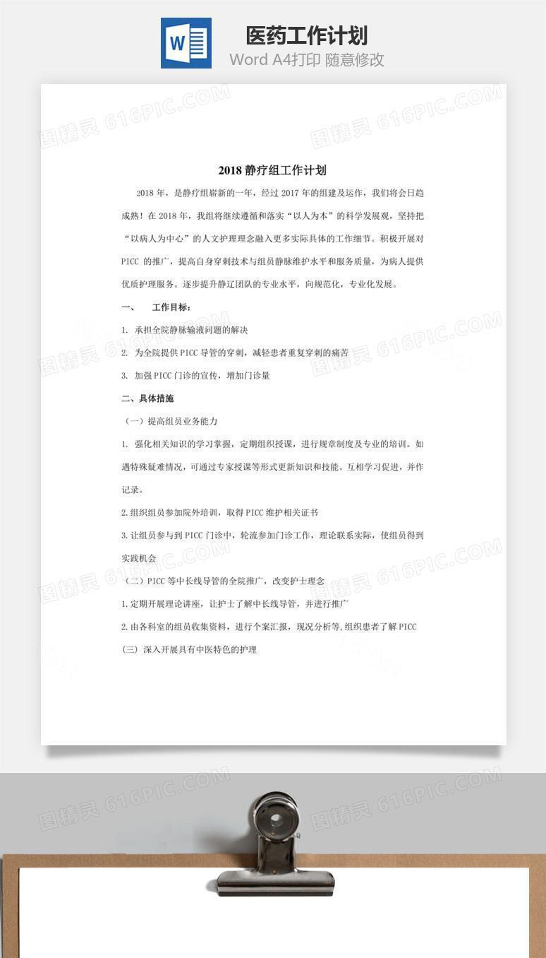 医药工作计划word文档