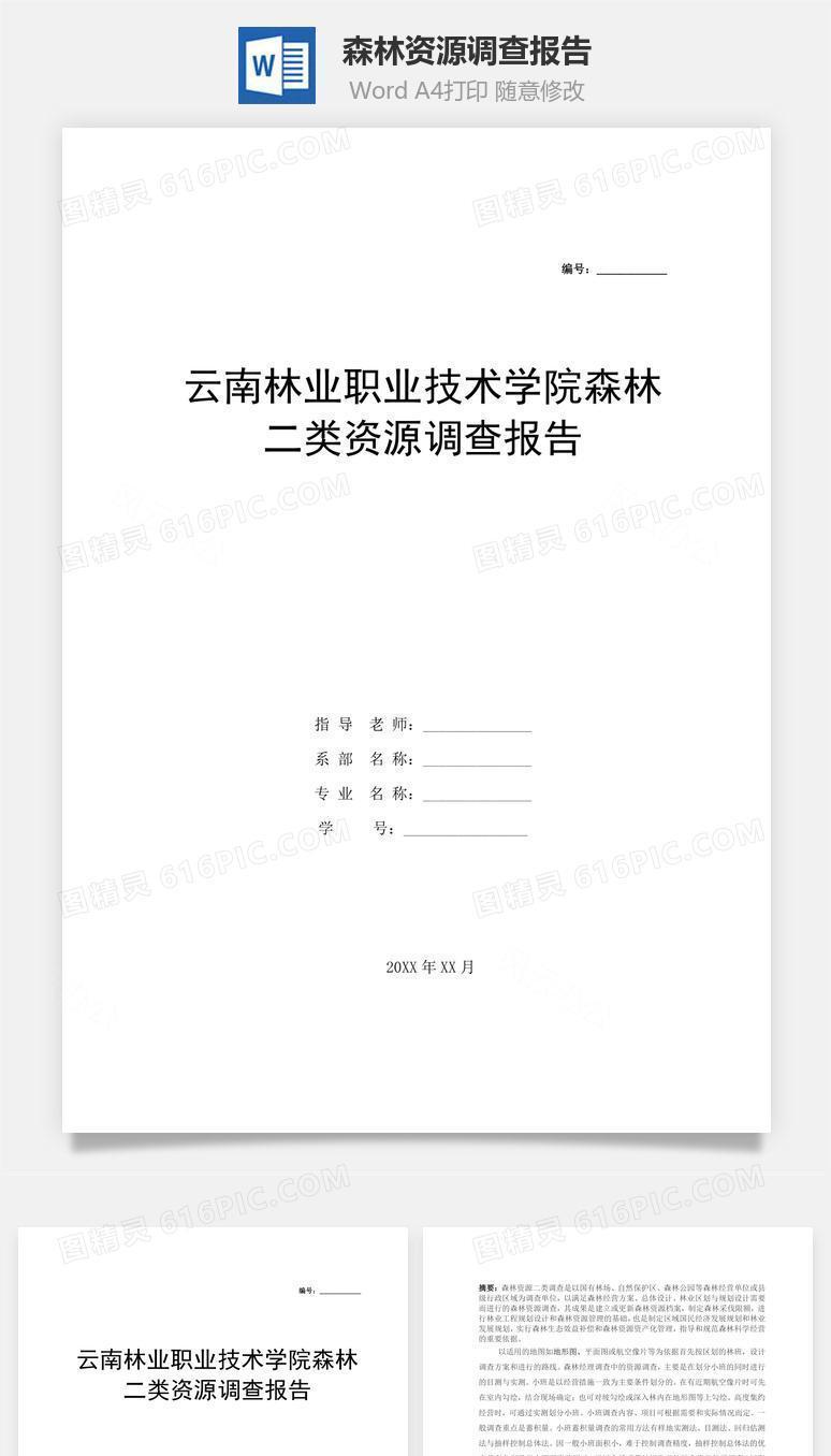 森林资源调查报告word文档