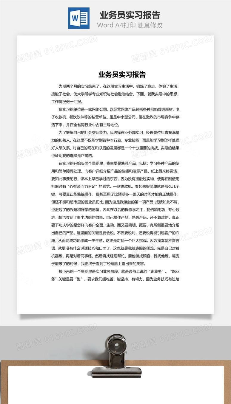 业务员实习报告word文档
