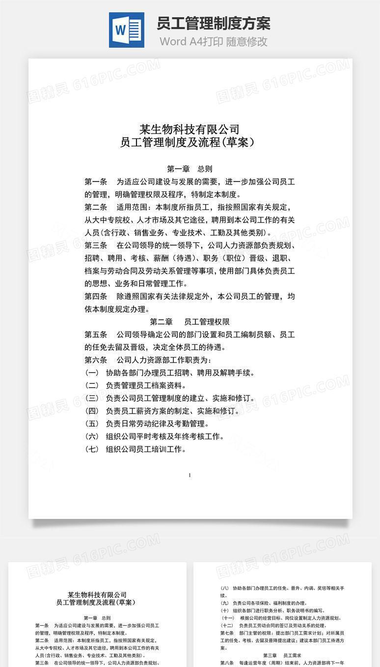 员工管理制度方案word文档