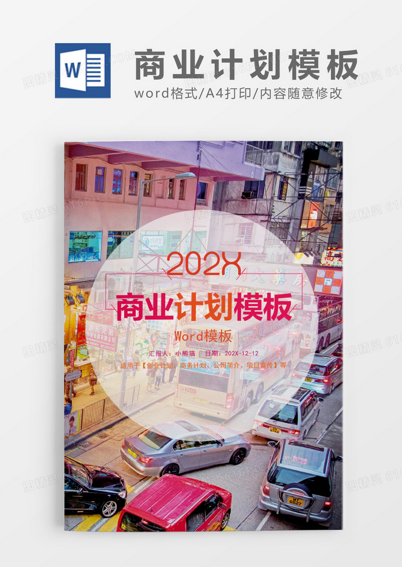 多彩绚丽商业计划Word模板