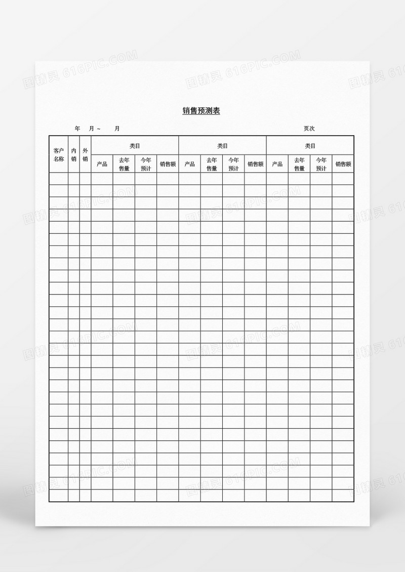 营销策划销售预测表Word文档
