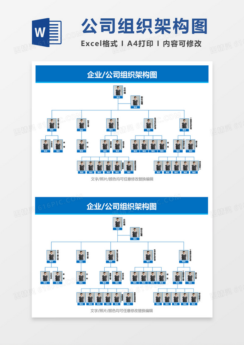 企业公司组织架构图word模板