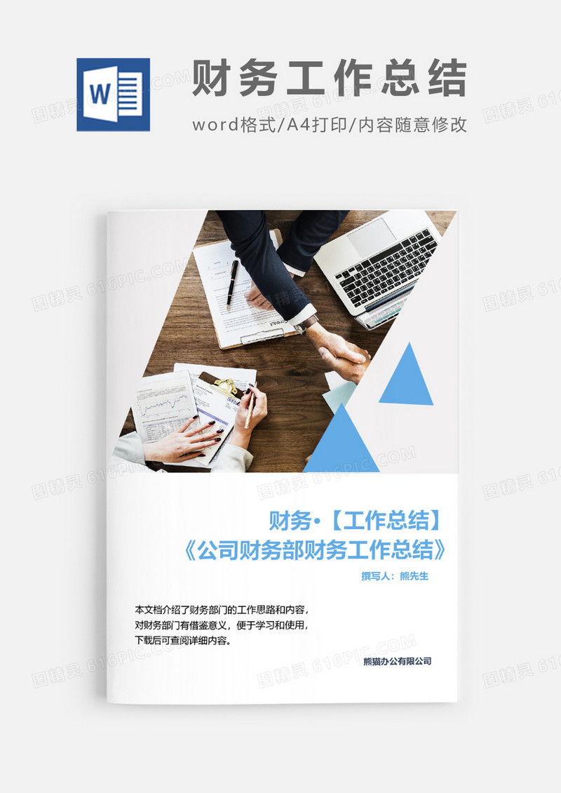 公司财务部财务工作总结word模板