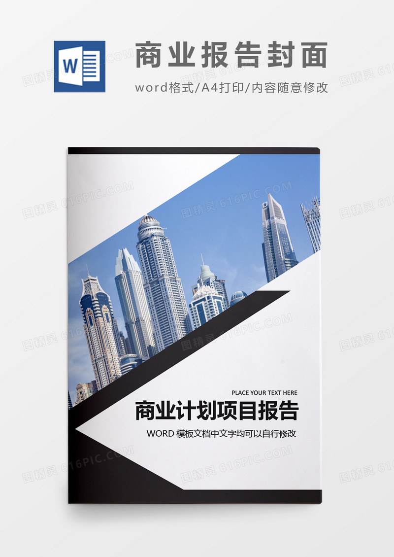 经典简约大气商业项目计划报告封面word模板