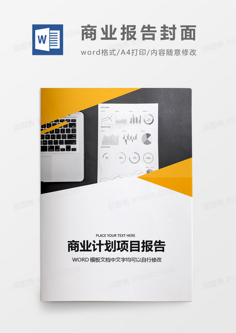 创意简洁商业项目计划报告封面word模板