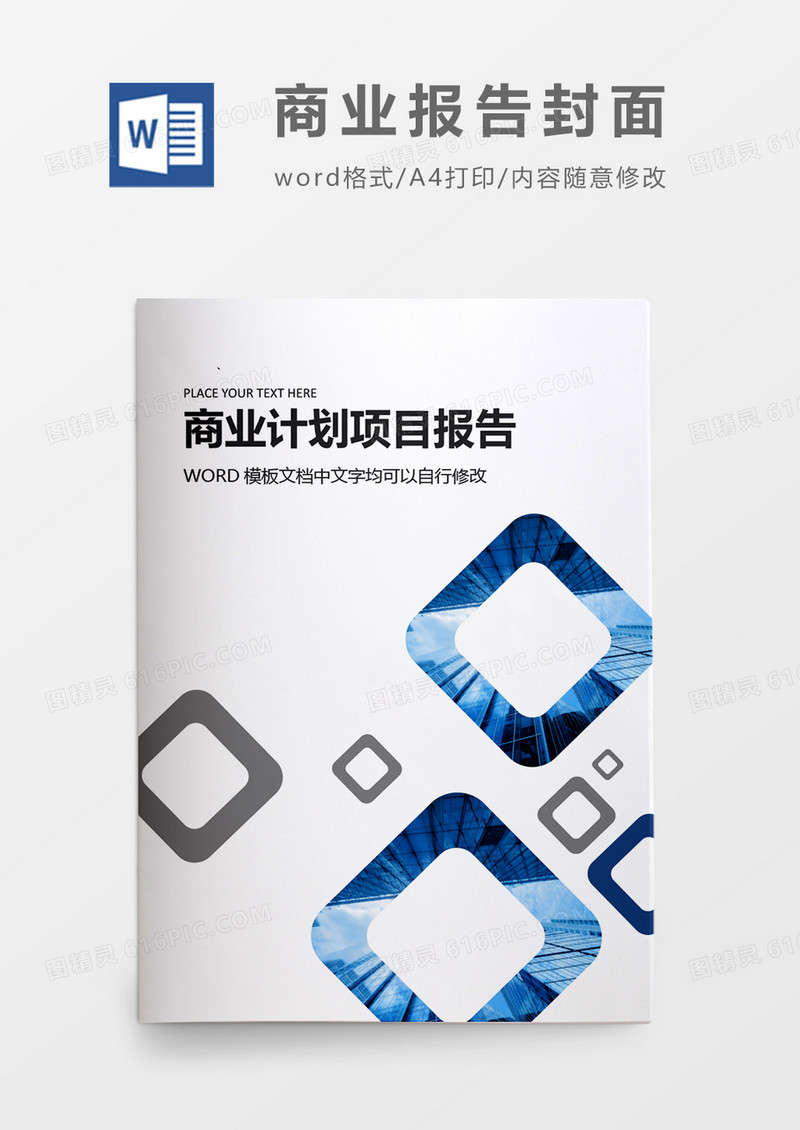 简洁商业项目计划报告封面word模板