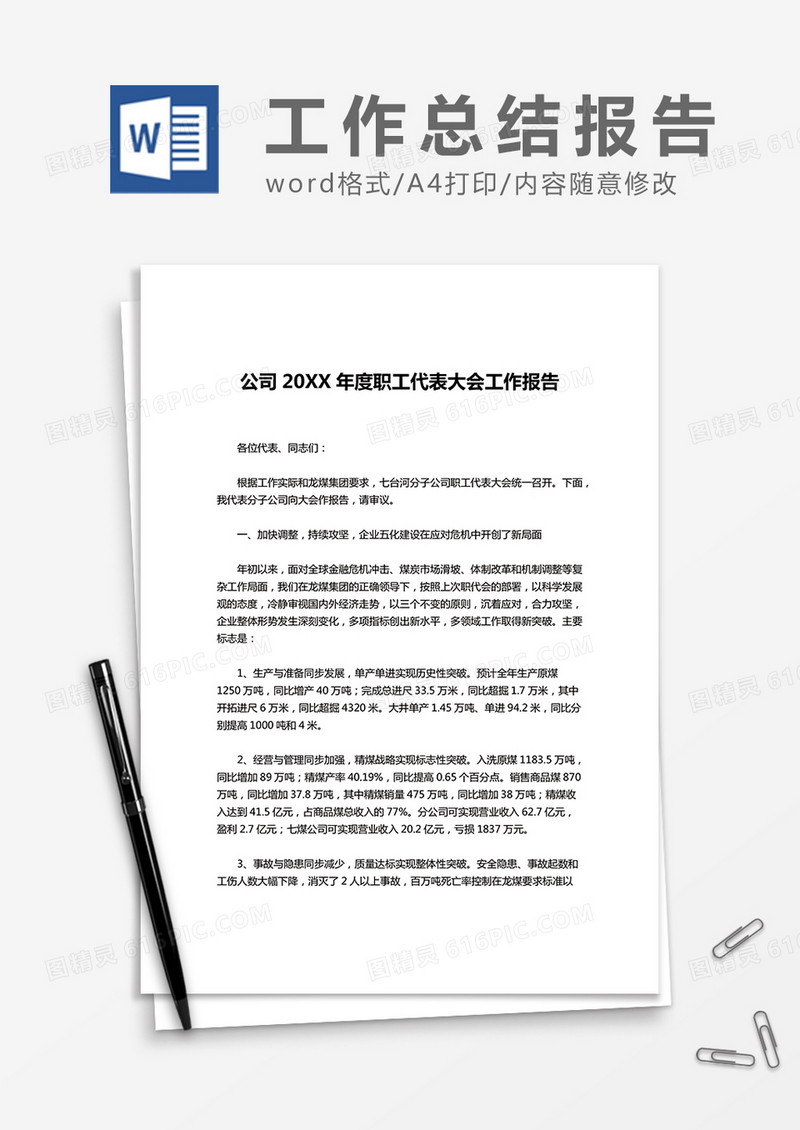 公司20XX年度职工代表大会工作报告