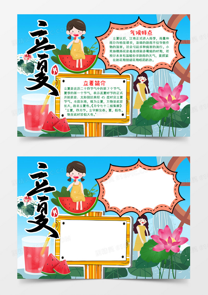 立夏节气小报宣传word模板