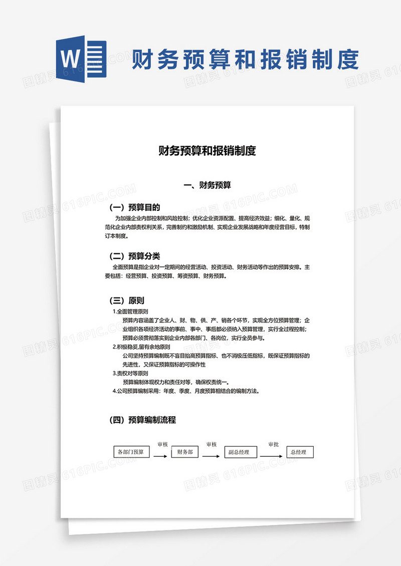 全面财务预算和报销制度word模板