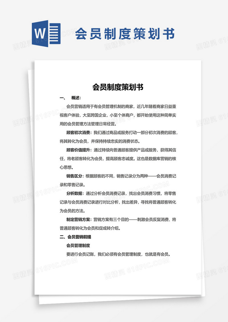 会员制度策划书word模板