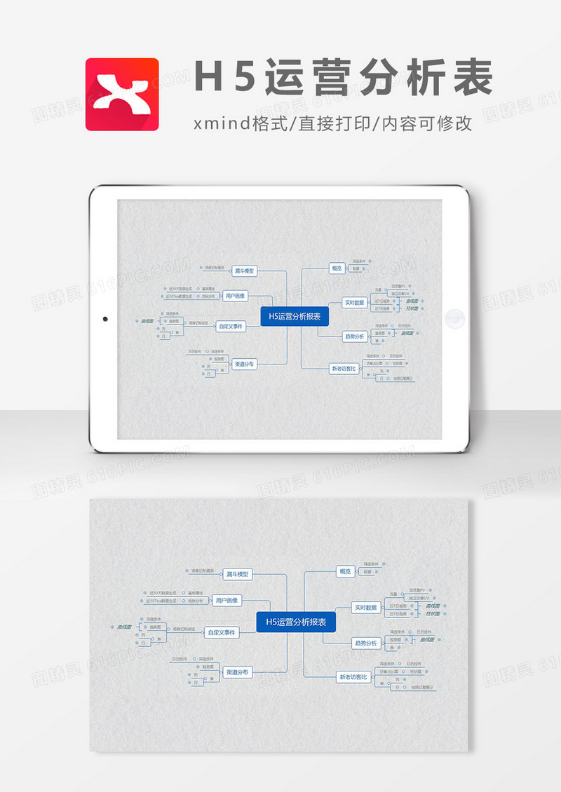 思维导图H5运营分析表XMind模板
