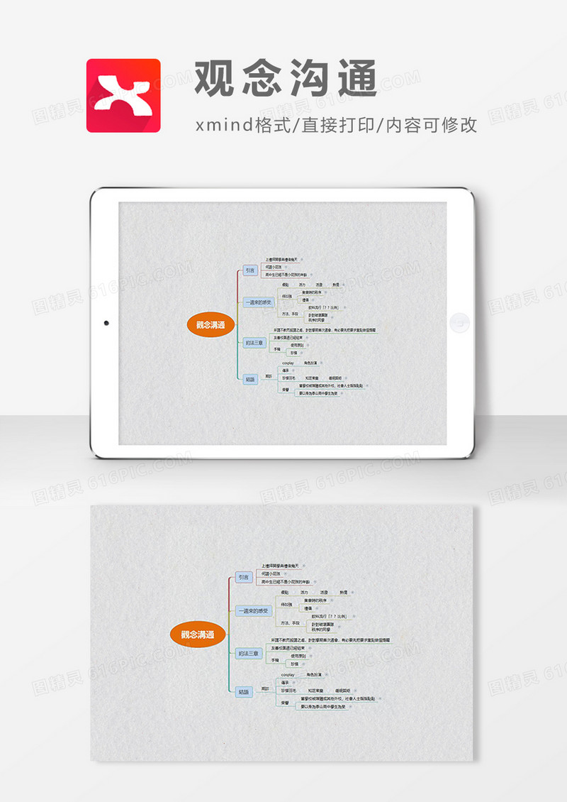  思维导图观念沟通XMind模板