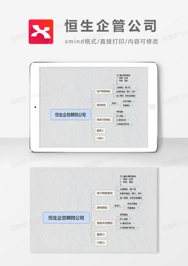 思维导图恒生企管公司XMind模板