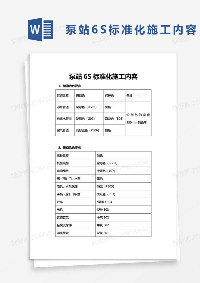 泵站6S标准化施工内容word模板