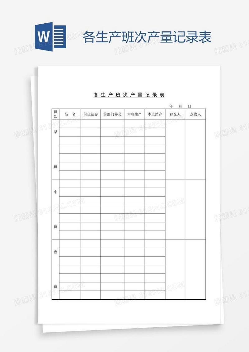 各生产班次产量记录表