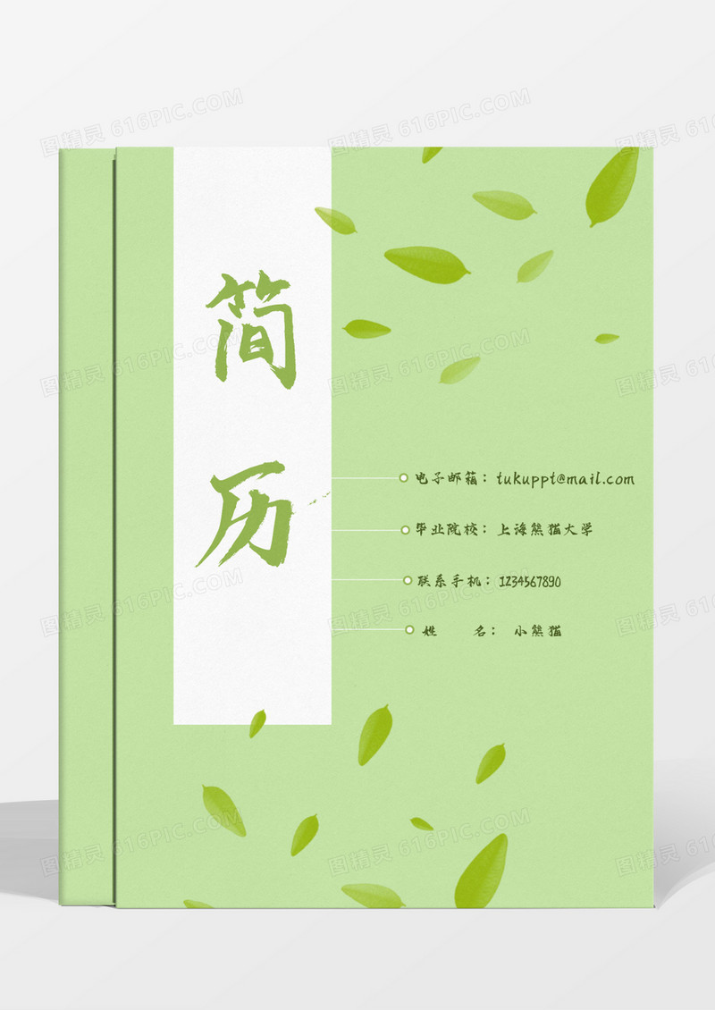 绿色清新简约简洁产品经理成套简历word模板