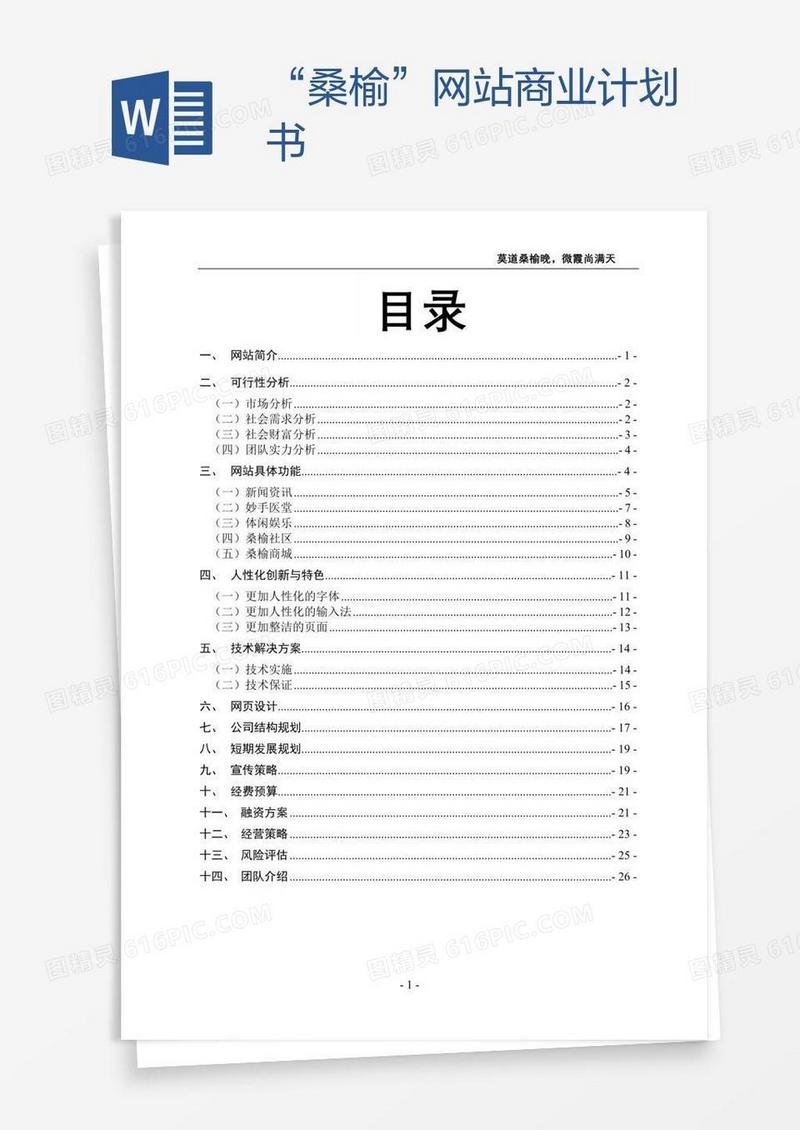 “桑榆”网站商业计划书