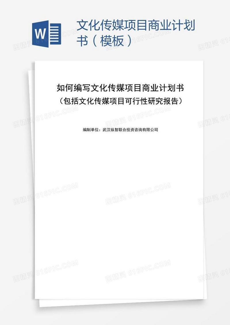 文化传媒项目商业计划书（模板）