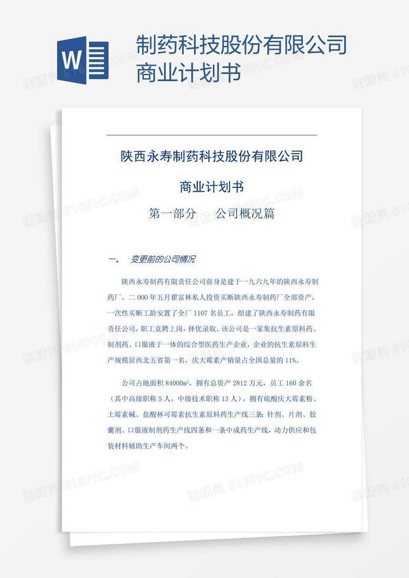 制药科技股份有限公司商业计划书