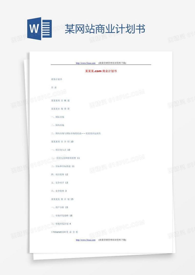 某网站商业计划书