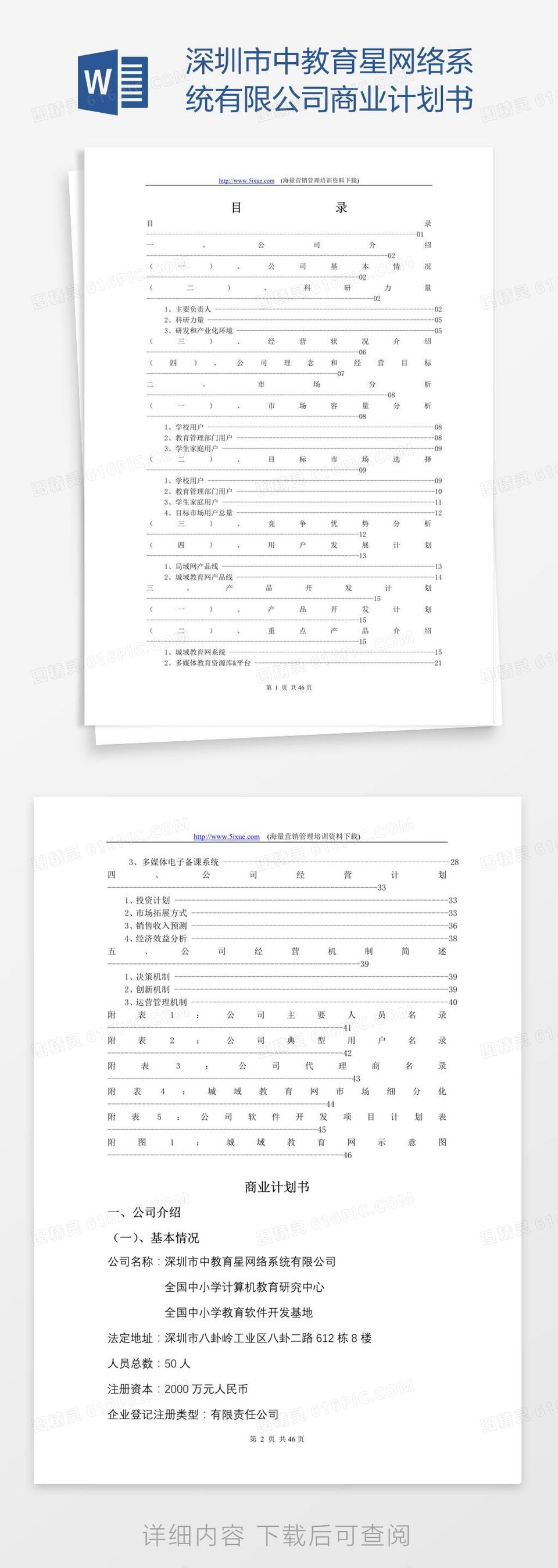 深圳市中教育星网络系统有限公司商业计划书