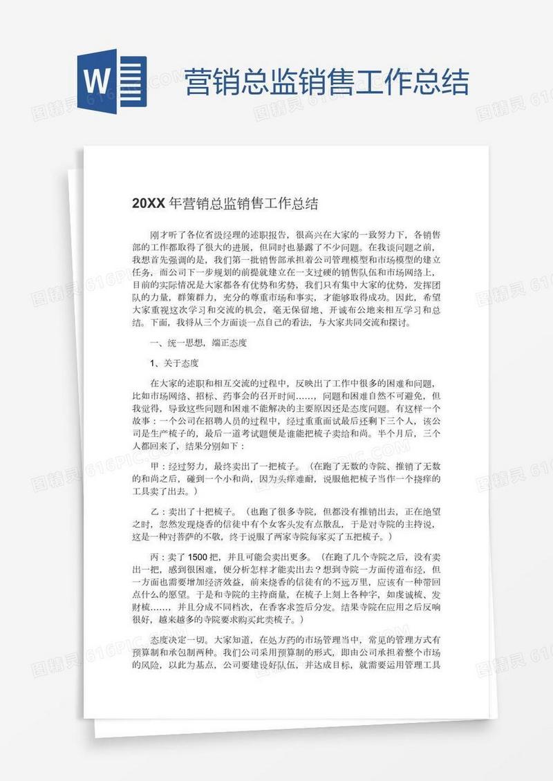 营销总监销售工作总结
