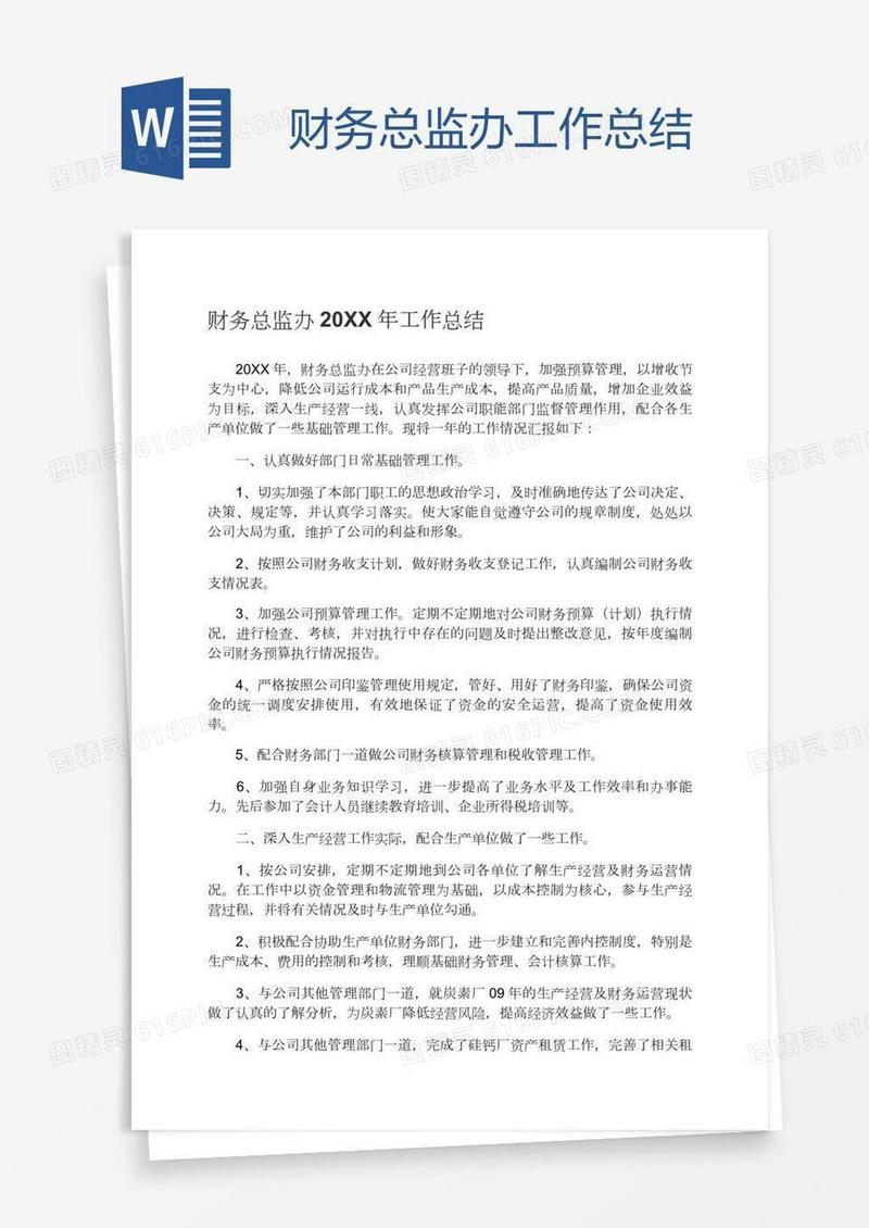 财务总监办工作总结