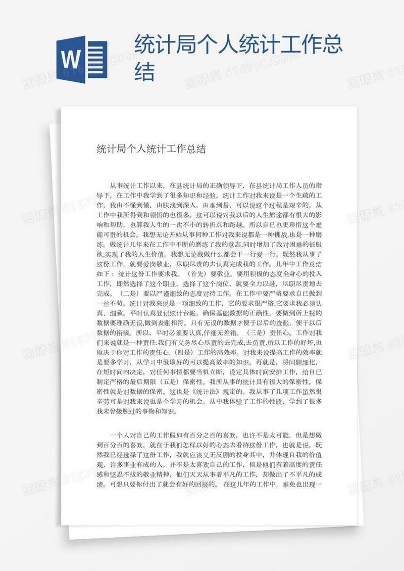 统计局个人统计工作总结