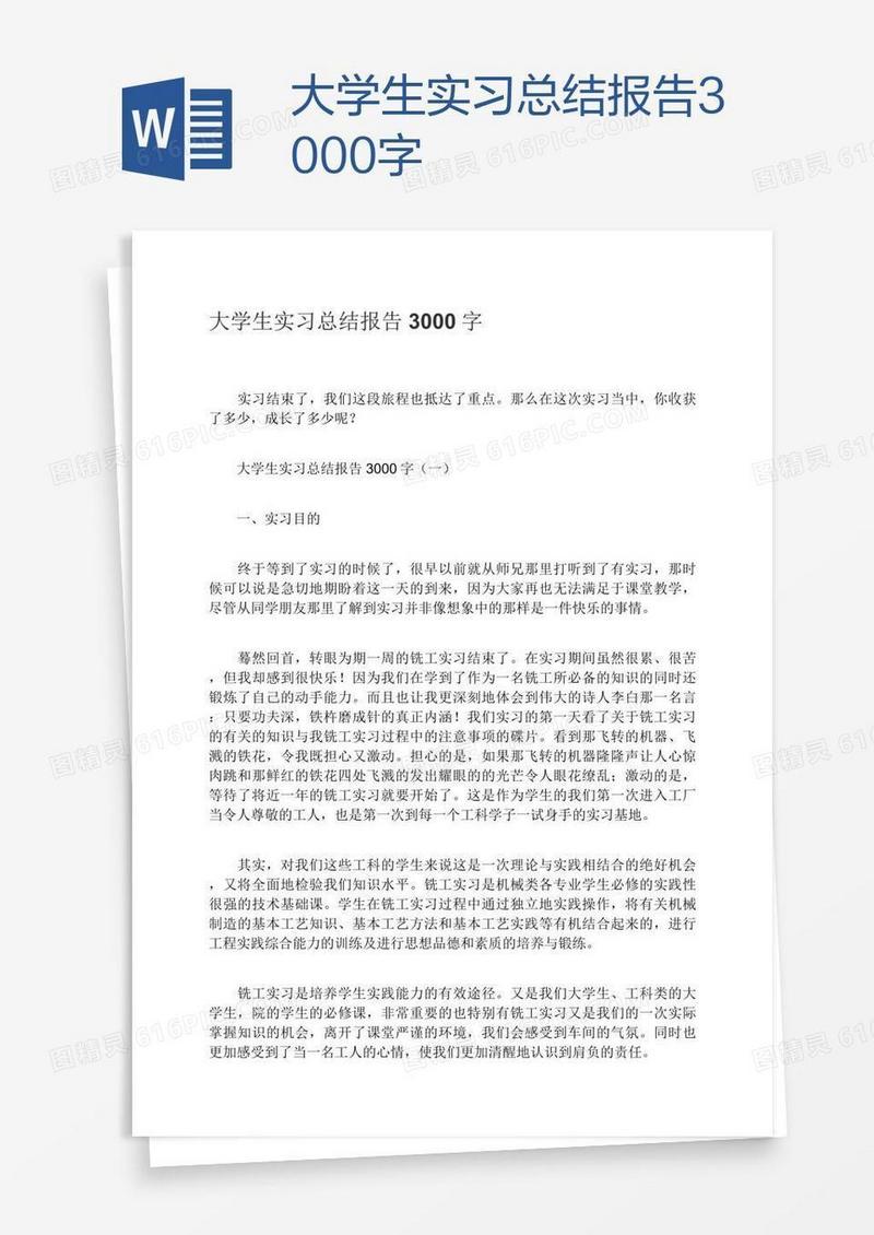 大学生实习总结报告3000字