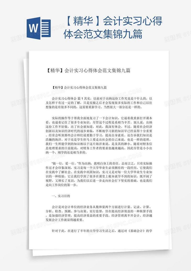 【精华】会计实习心得体会范文集锦九篇